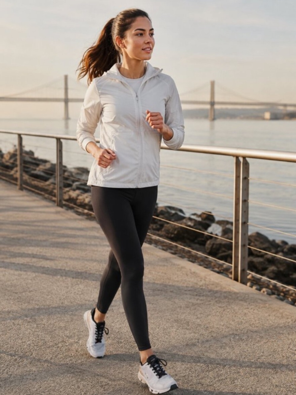 ON Women's Cloudflyer Running Shoes Glacier and Rose Brown